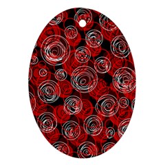 Red Abstract Decor Ornament (oval)  by Valentinaart