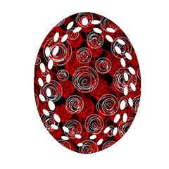 Red Abstract Decor Oval Filigree Ornament (2-side)  by Valentinaart
