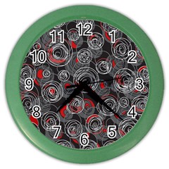 Red And Gray Abstract Art Color Wall Clocks