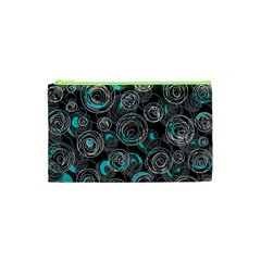 Gray And Blue Abstract Art Cosmetic Bag (xs) by Valentinaart