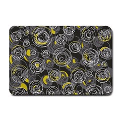 Gray And Yellow Abstract Art Small Doormat  by Valentinaart