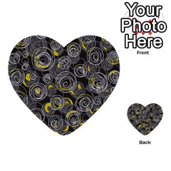 Gray And Yellow Abstract Art Multi-purpose Cards (heart) 