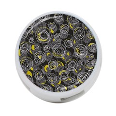 Gray And Yellow Abstract Art 4-port Usb Hub (two Sides)  by Valentinaart