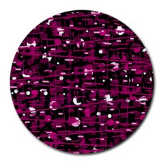 Magenta Abstract Art Round Mousepads by Valentinaart
