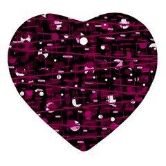 Magenta Abstract Art Ornament (heart)  by Valentinaart