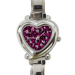 Magenta Abstract Art Heart Italian Charm Watch by Valentinaart