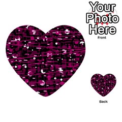 Magenta Abstract Art Multi-purpose Cards (heart)  by Valentinaart