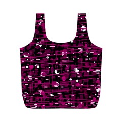 Magenta Abstract Art Full Print Recycle Bags (m)  by Valentinaart