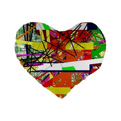 Colorful Abstraction By Moma Standard 16  Premium Heart Shape Cushions by Valentinaart