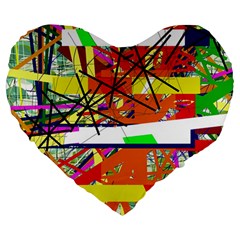 Colorful Abstraction By Moma Large 19  Premium Heart Shape Cushions by Valentinaart