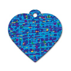 Blue Decorative Art Dog Tag Heart (one Side) by Valentinaart