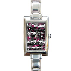 Magenta, White And Gray Decor Rectangle Italian Charm Watch by Valentinaart