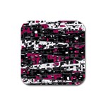 Magenta, white and gray decor Rubber Square Coaster (4 pack)  Front