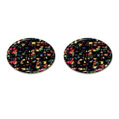 Playful Colorful Design Cufflinks (oval) by Valentinaart