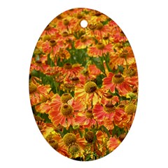 Helenium Flowers And Bees Oval Ornament (two Sides) by GiftsbyNature