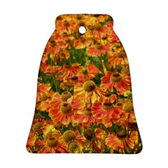 Helenium Flowers And Bees Bell Ornament (2 Sides) by GiftsbyNature