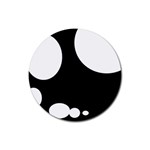 Black and white moonlight Rubber Round Coaster (4 pack)  Front