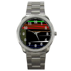 Colorful Lines  Sport Metal Watch by Valentinaart