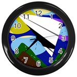 Paper airplane Wall Clocks (Black) Front