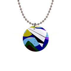 Paper airplane Button Necklaces