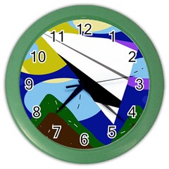 Paper airplane Color Wall Clocks