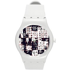 Abstract City Landscape Round Plastic Sport Watch (m)