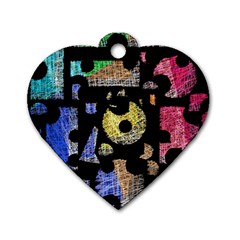 Colorful Puzzle Dog Tag Heart (two Sides)