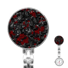 Gray And Red Decorative Art Stainless Steel Nurses Watch by Valentinaart