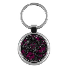 Magenta And Gray Decorative Art Key Chains (round)  by Valentinaart