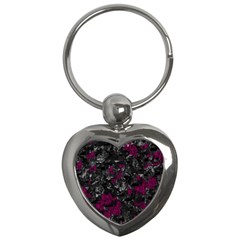 Magenta And Gray Decorative Art Key Chains (heart)  by Valentinaart