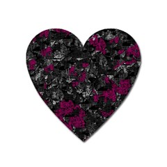 Magenta And Gray Decorative Art Heart Magnet