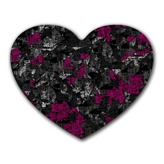 Magenta And Gray Decorative Art Heart Mousepads by Valentinaart