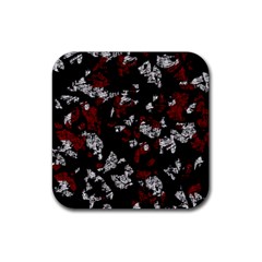 Red, White And Black Abstract Art Rubber Coaster (square) 