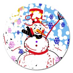 Snowman Magnet 5  (round) by Valentinaart