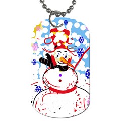 Snowman Dog Tag (two Sides) by Valentinaart