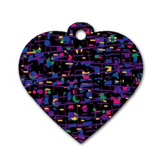 Purple Galaxy Dog Tag Heart (two Sides) by Valentinaart