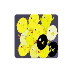 Yellow Flock Square Magnet by Valentinaart