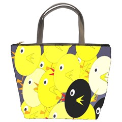 Yellow Flock Bucket Bags by Valentinaart