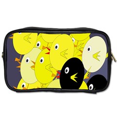 Yellow Flock Toiletries Bags 2-side by Valentinaart