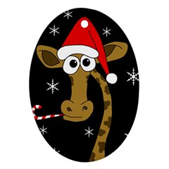 Christmas Giraffe Ornament (oval)  by Valentinaart