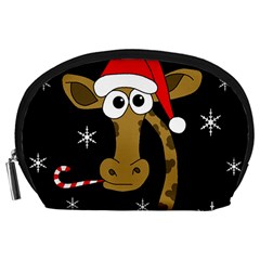 Christmas Giraffe Accessory Pouches (large)  by Valentinaart