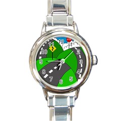 Hit The Road Round Italian Charm Watch by Valentinaart