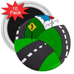 Hit The Road 3  Magnets (10 Pack)  by Valentinaart