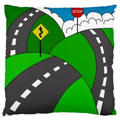 Hit The Road Large Flano Cushion Case (one Side) by Valentinaart