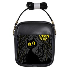Black Cat - Halloween Girls Sling Bags by Valentinaart