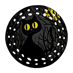 Black Cat - Halloween Round Filigree Ornament (2side) by Valentinaart