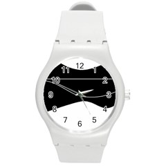 Black And White Round Plastic Sport Watch (m)