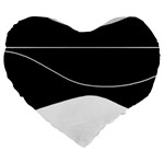 Black and white Large 19  Premium Heart Shape Cushions Front