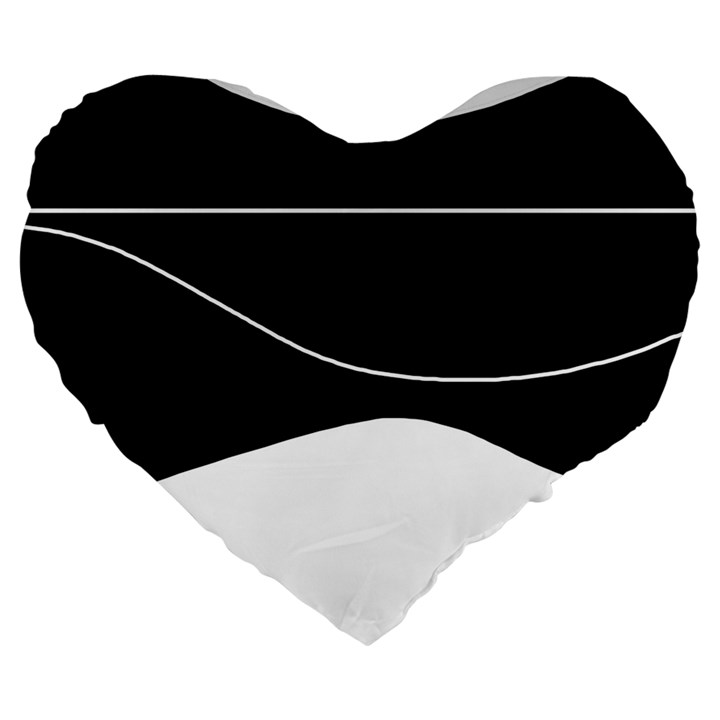 Black and white Large 19  Premium Heart Shape Cushions