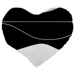 Black and white Large 19  Premium Heart Shape Cushions Back